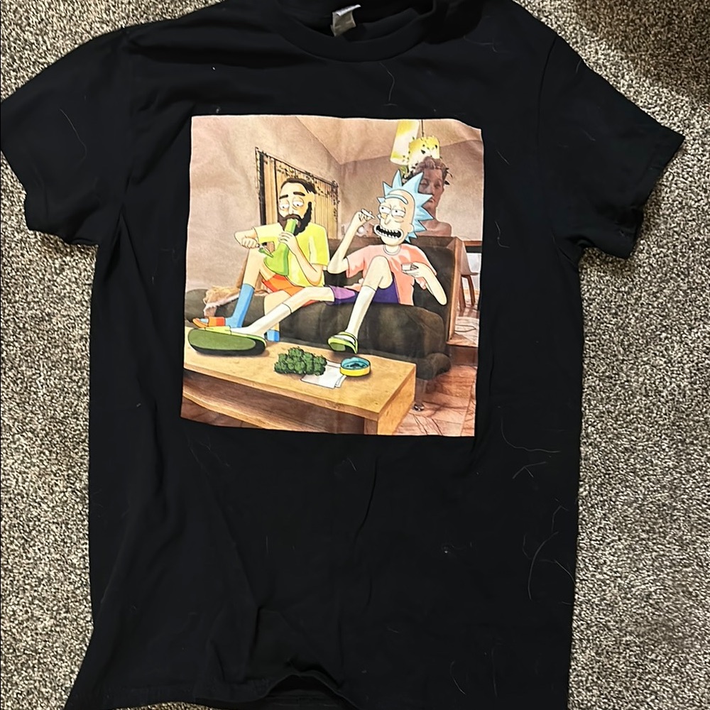 Black Graphic T-Shirt with Cartoon Print